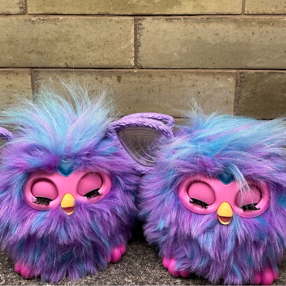 Two Hasbro Furby Plush Talking Toys Purple Tie Dye Tested
